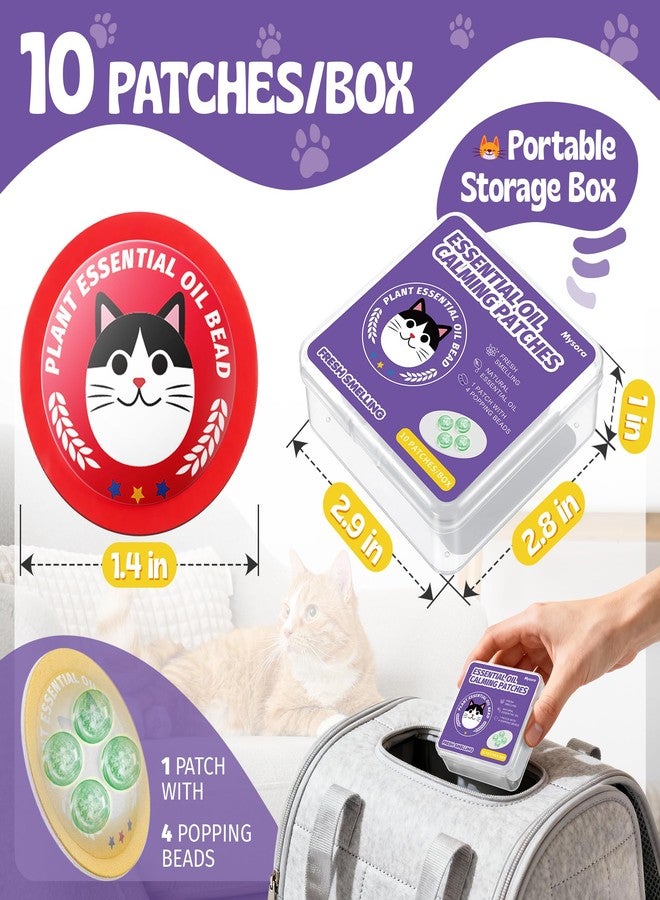 Mysora Cat Calming Patches for Travel, Car & Home Use, Pheromone & Natural Essential Oil Calming Diffuser for Cats & Kittens to Reduce Anxiety and Stress, Long Lasting & Non Toxic, 10 Count - Image 2